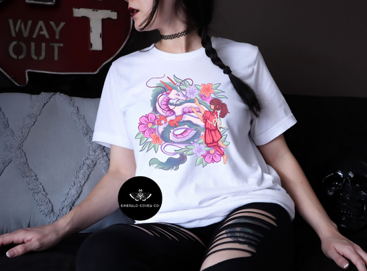 DRAGON & GIRL FLORAL * ADULT*